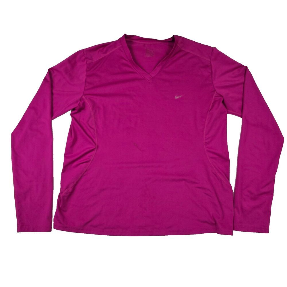 Nike Team Women's Size Large Pink‎ Crewneck Athletic Top Long Sleeve